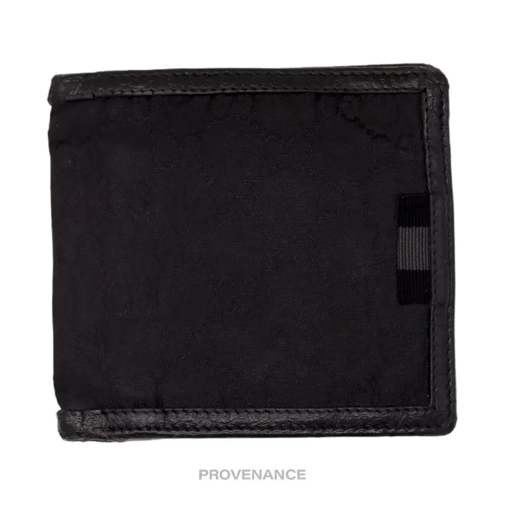 🔴 Gucci Bifold Wallet with Web - Black Leather